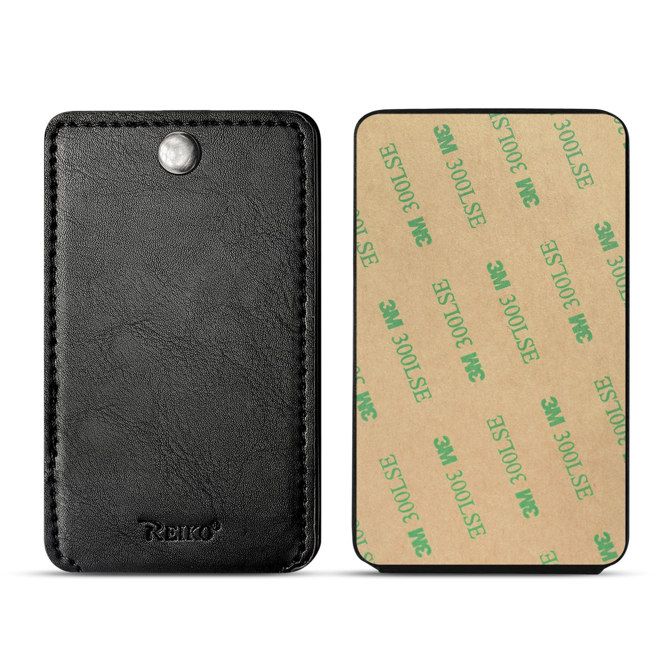 Leather Adhesive Foldable Pocket Card Holder with Two Slots In Black