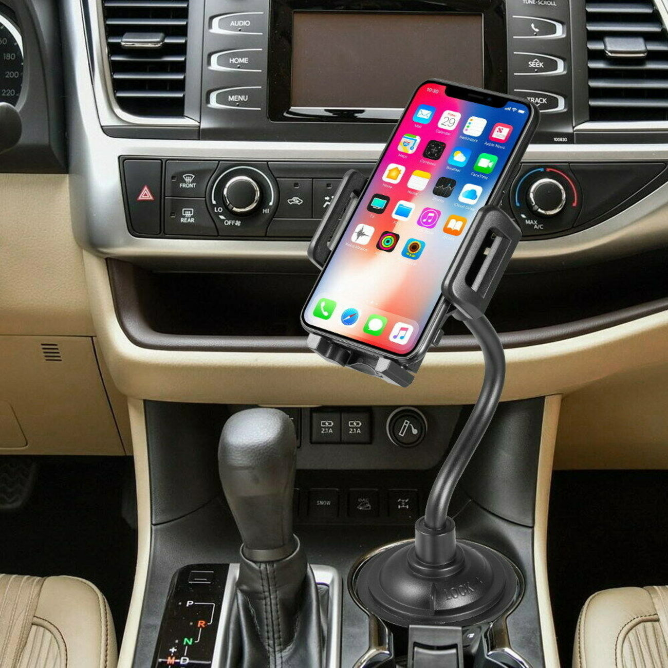 Car Cup Holder Durable Universal Mount Accessories 360° Adjustable For Mobile Phones Or GPS Black Color