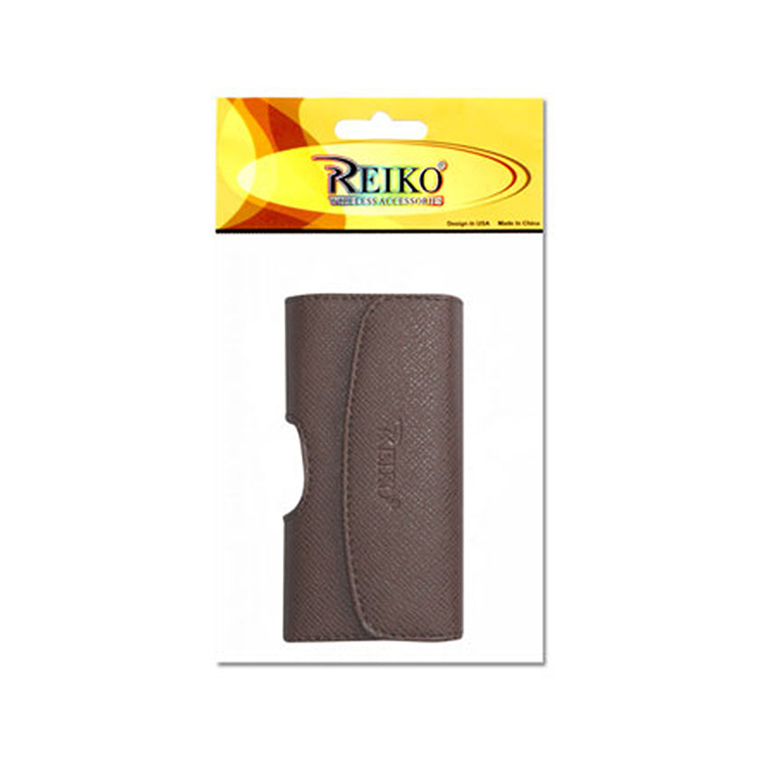 Leather Crocodile Pattern Horizontal Pouch In Brown