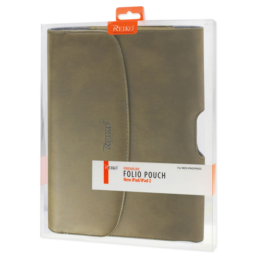 SMooth Horizontal Leather Pouch In Army Green