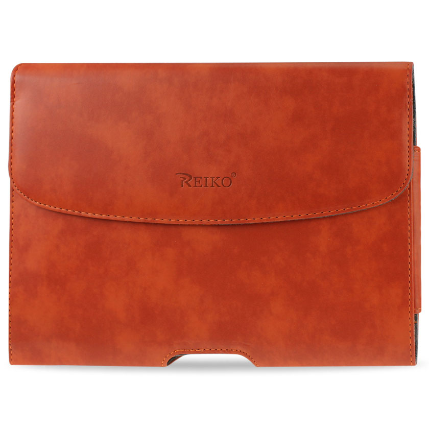 Pouch Leather Smooth Horizontal Orange Color