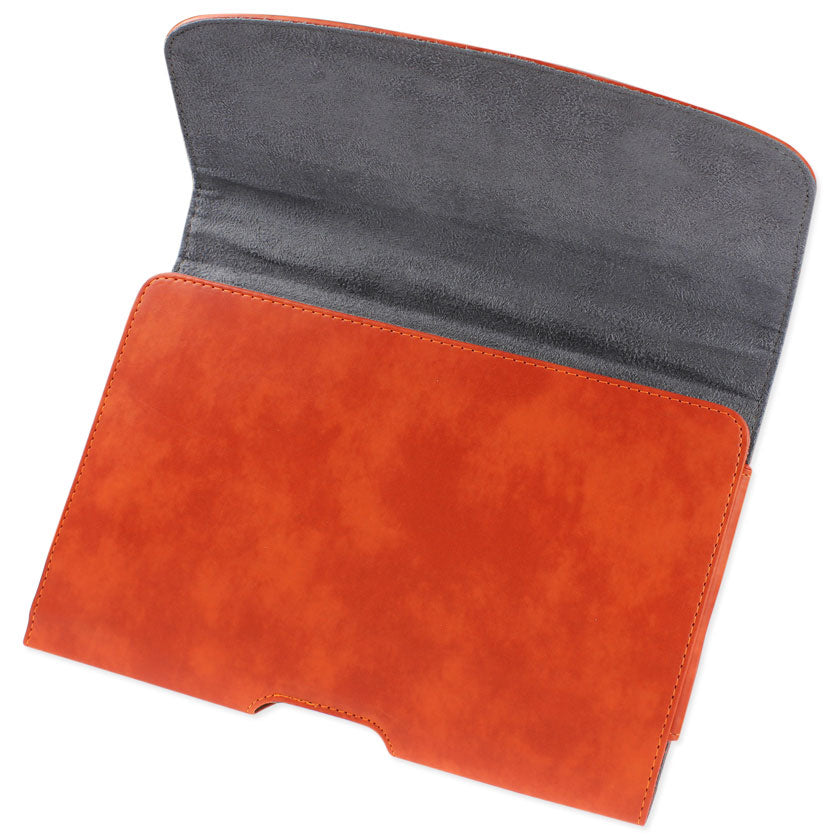 Pouch Leather Smooth Horizontal Orange Color