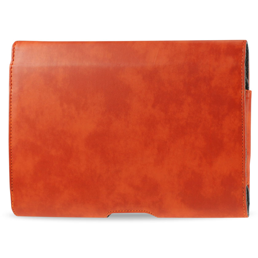 Pouch Leather Smooth Horizontal Orange Color
