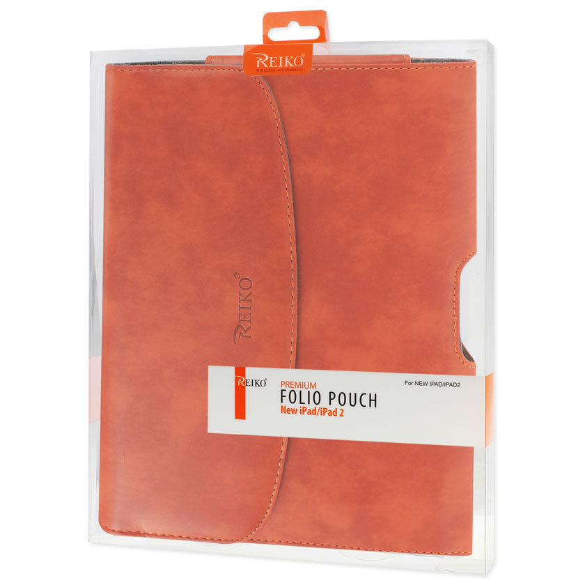 Pouch Leather Smooth Horizontal Orange Color