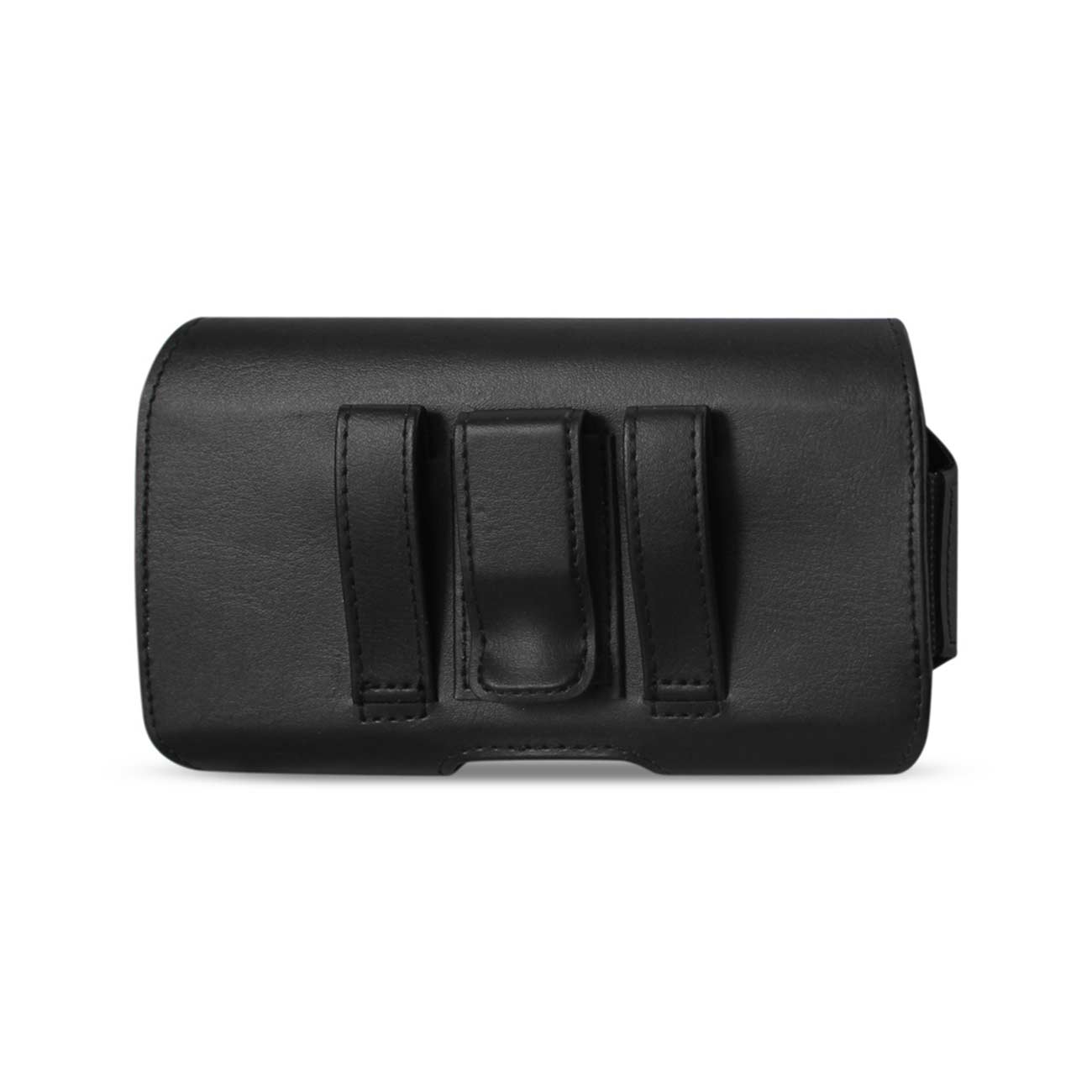 Pouch/ Phone Holster Leather Horizontal With Z Lid Pattern Black Color