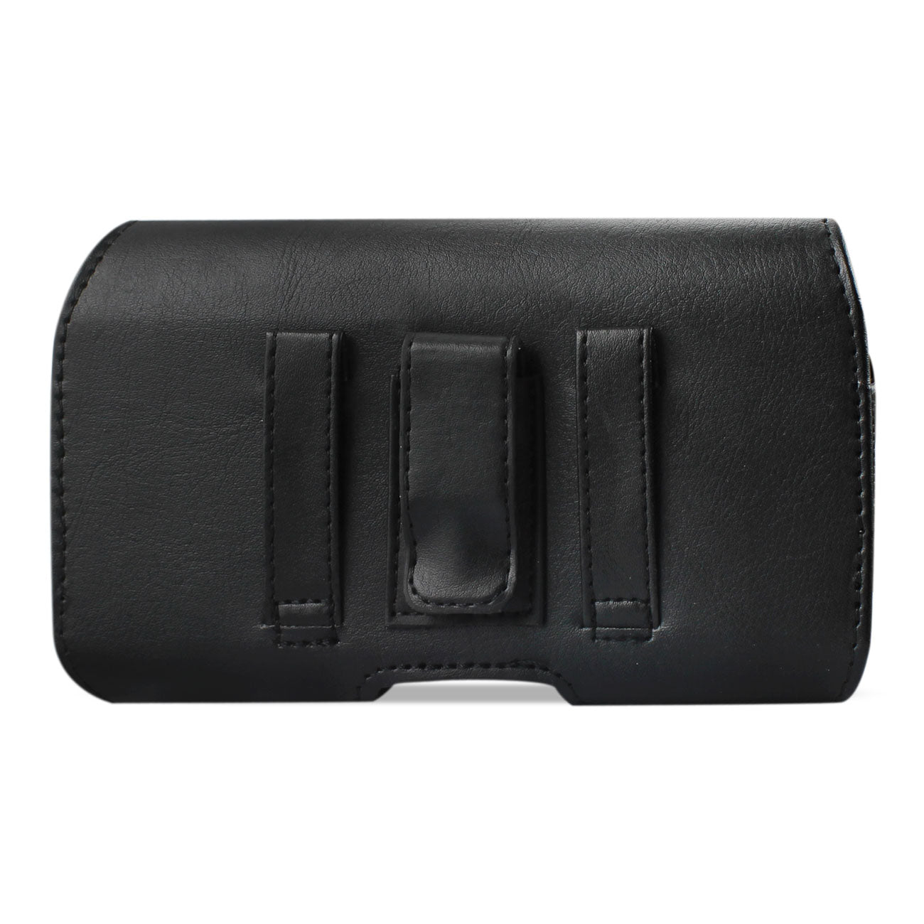 Pouch/ Phone Holster Leather Horizontal With Z Lid Pattern Metal Logo Black Color