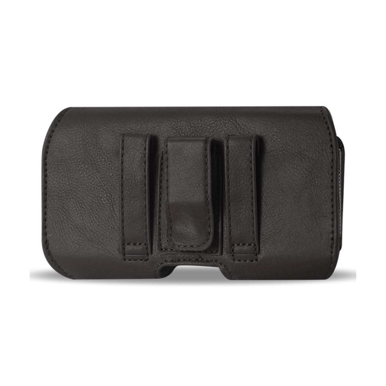 Pouch/ Phone Holster Leather Horizontal Z Lid Braided Pattern Black Color In Cardboard Packaging