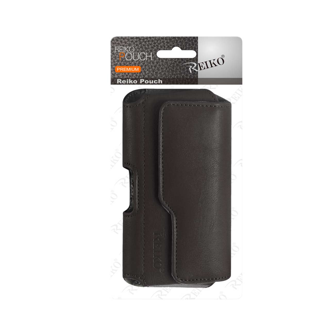Pouch/ Phone Holster Leather Horizontal Z Lid Braided Pattern Black Color In Cardboard Packaging