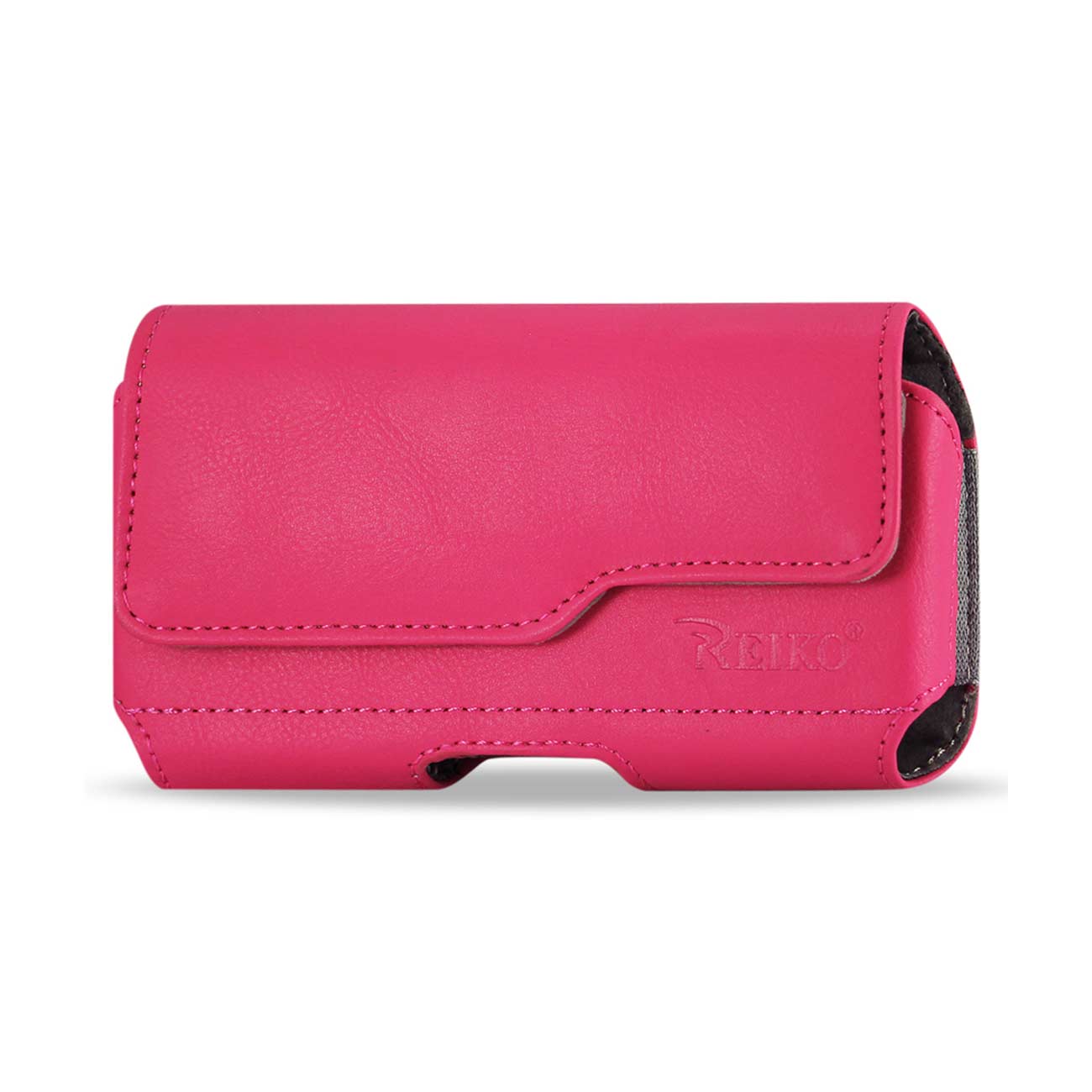 Pouch/ Phone Holster Leather Horizontal Z Lid Pattern Hot Pink Color In Cardboard Packaging