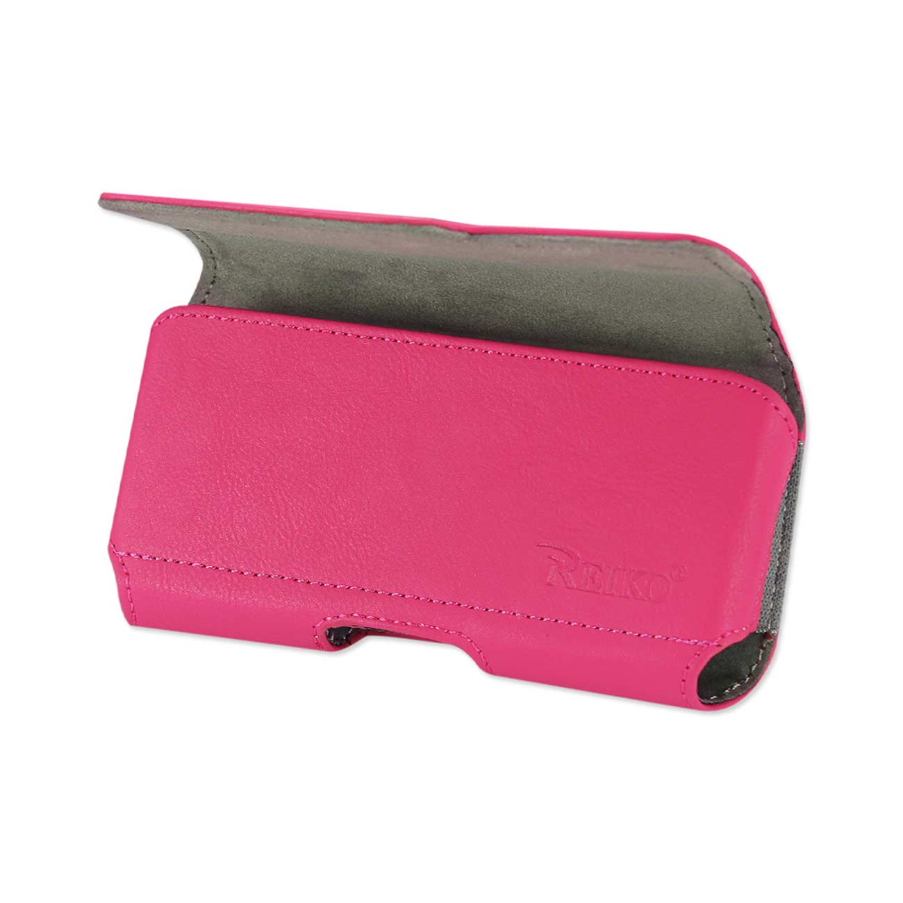 Pouch/ Phone Holster Leather Horizontal Z Lid Pattern Hot Pink Color In Cardboard Packaging