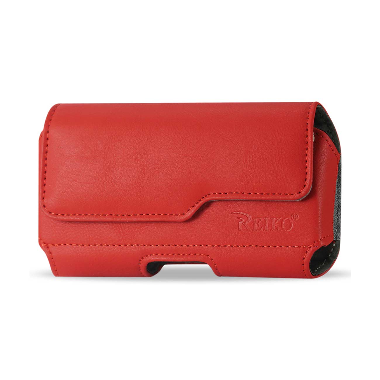 Pouch/ Phone Holster Leather Horizontal With Z Lid Pattern Red Color