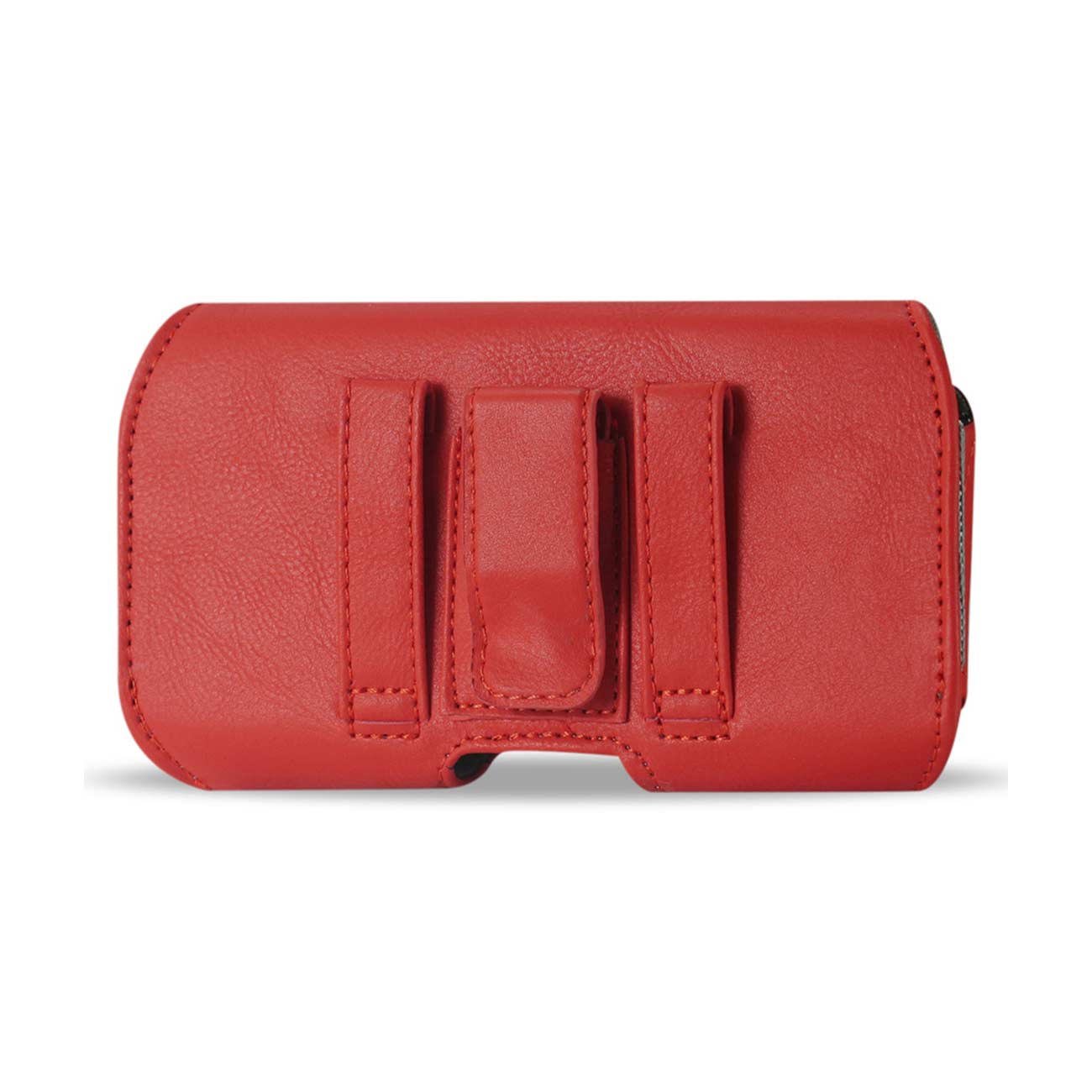 Pouch/ Phone Holster Leather Horizontal With Z Lid Pattern Red Color