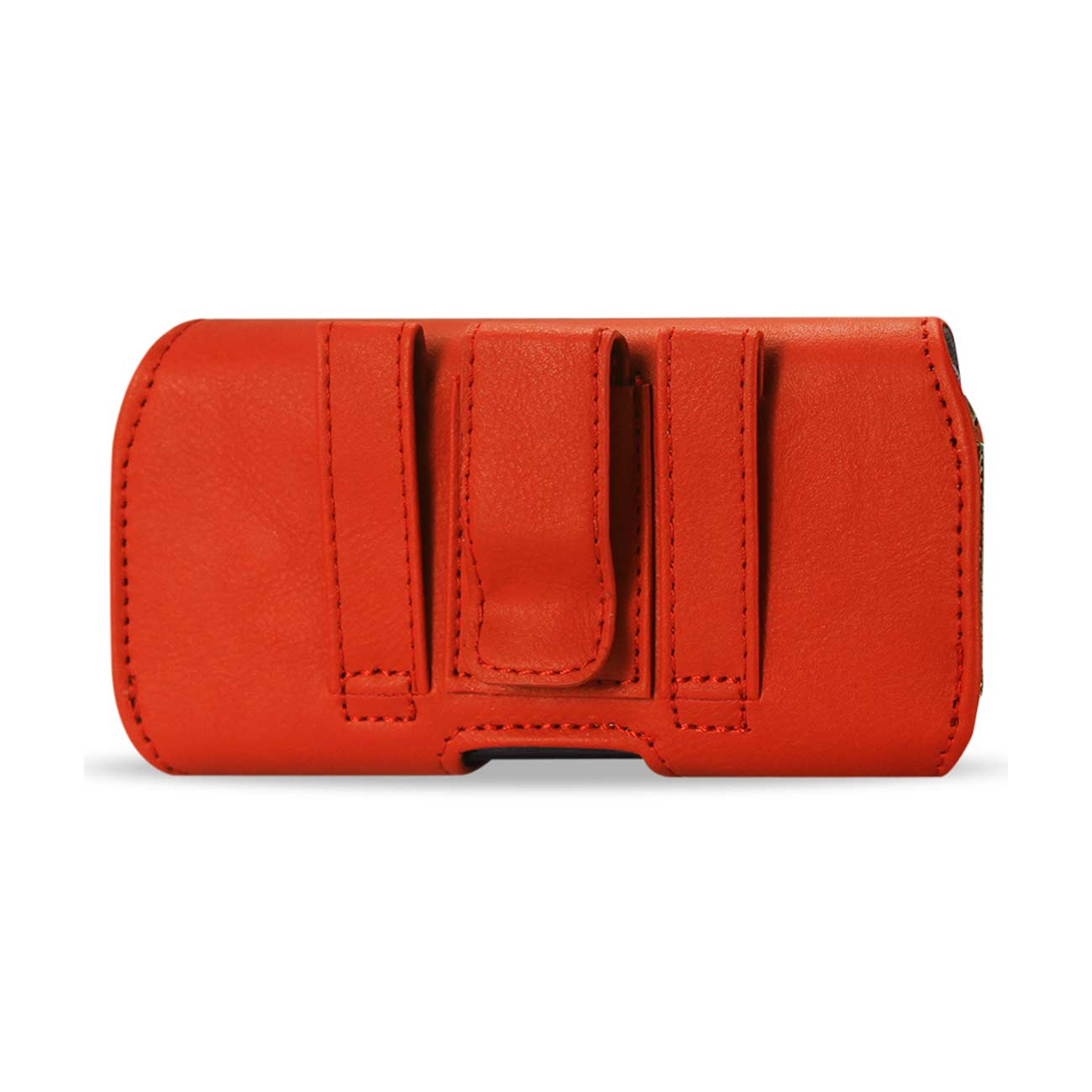 Pouch/ Phone Holster Leather Horizontal With Z Lid Pattern Orange Color