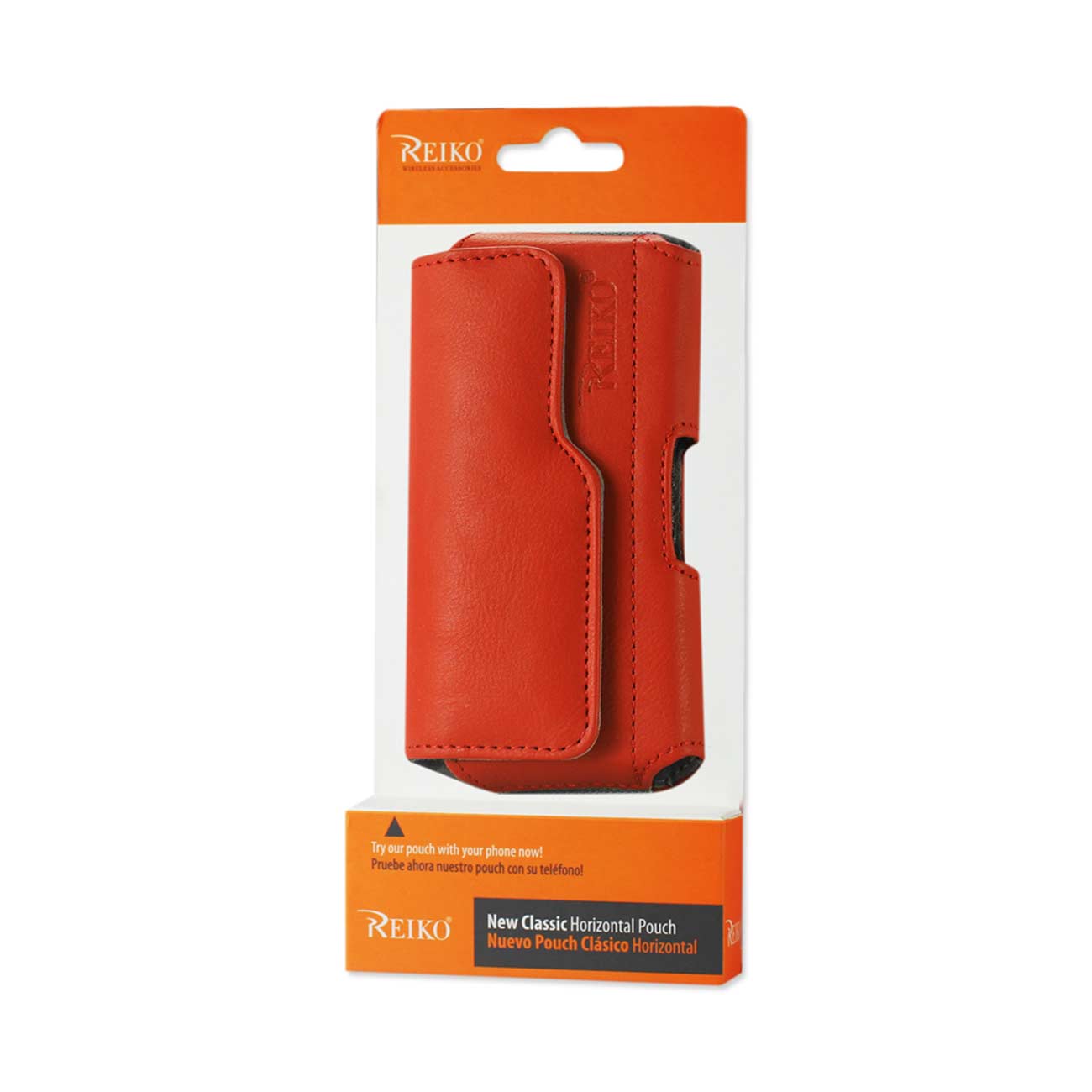 Pouch/ Phone Holster Leather Horizontal With Z Lid Pattern Orange Color