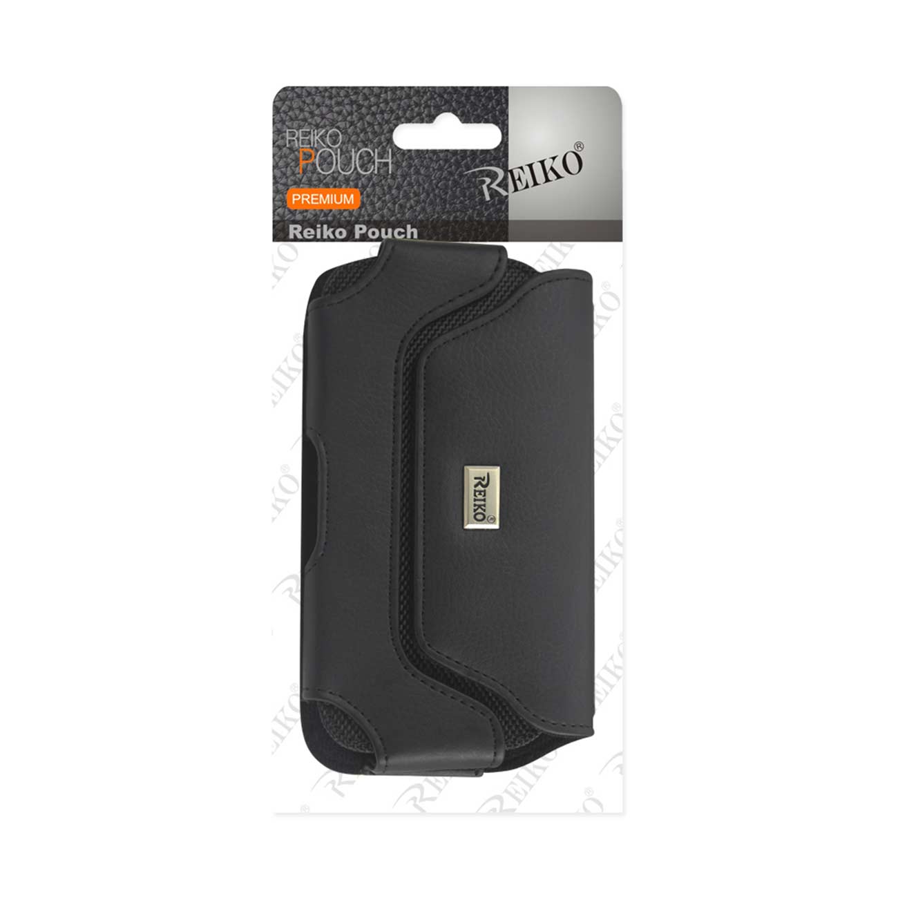 Pouch/Phone Holster Leather Horizontal With Magnetic Closure Black Color In Cardboard Packaging