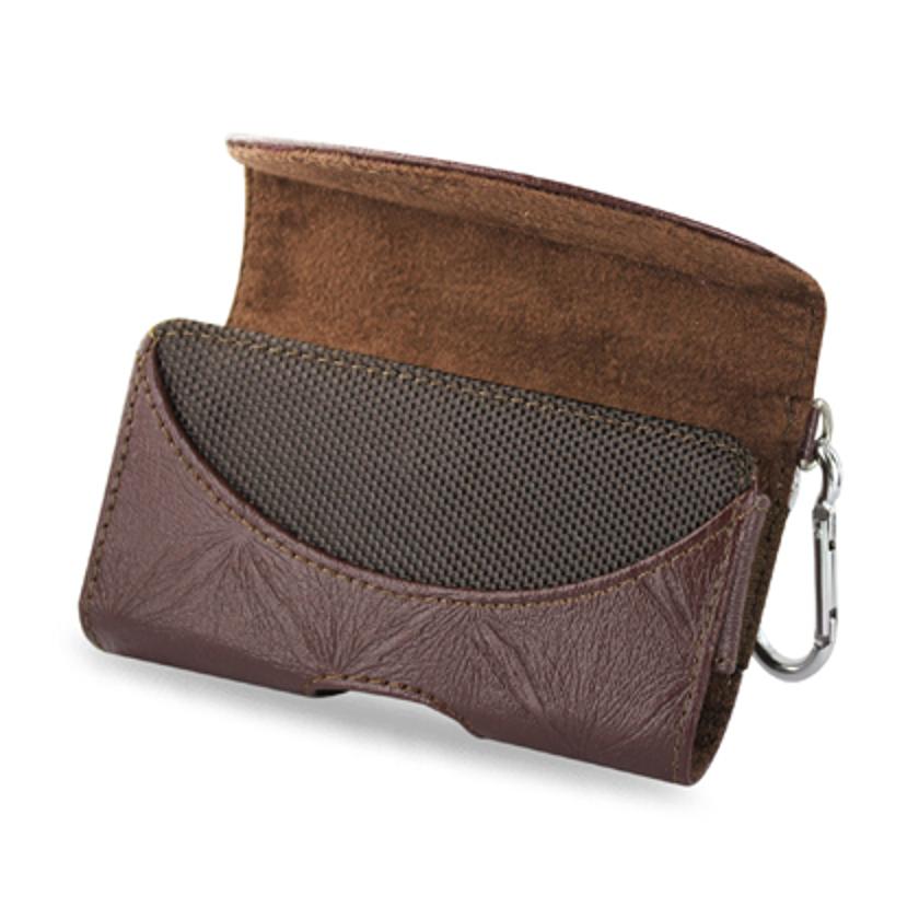 Pouch/ Phone Holster Leather Horizontal Hidden Magnetic Clasp Clip Chain Brown Color