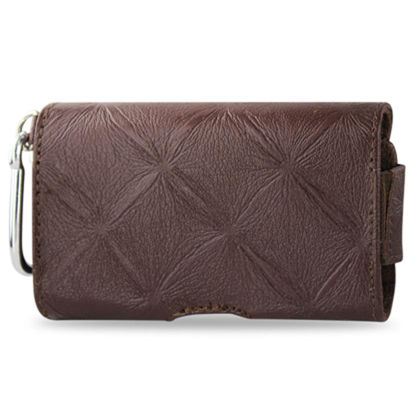 Pouch/ Phone Holster Leather Horizontal Hidden Magnetic Clasp Clip Chain Brown Color