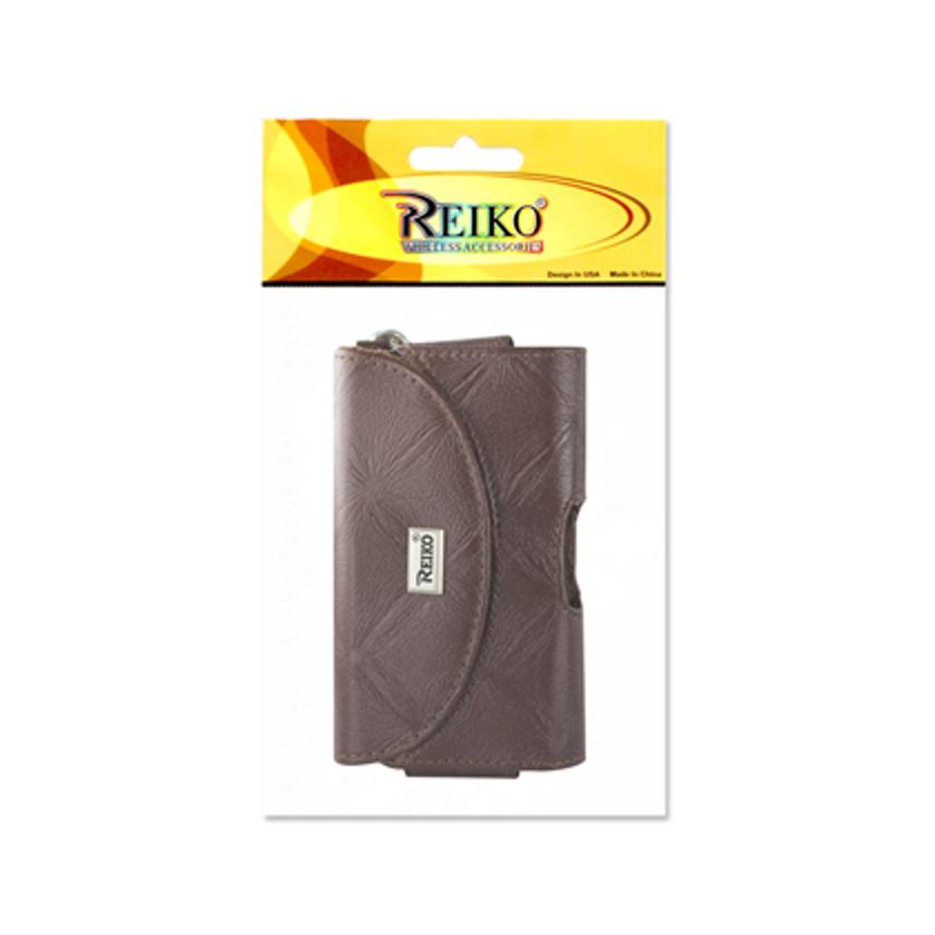 Pouch/ Phone Holster Leather Horizontal Hidden Magnetic Clasp Clip Chain Brown Color