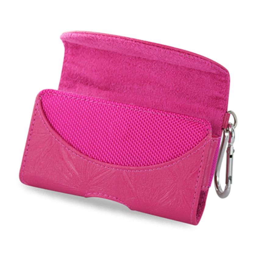Pouch/ Phone Holster Leather Horizontal Hidden Magnetic Clasp Clip Chain Hot Pink Color