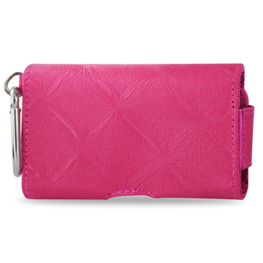 Pouch/ Phone Holster Leather Horizontal Hidden Magnetic Clasp Clip Chain Hot Pink Color