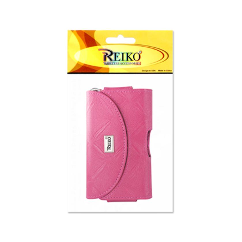 Pouch/ Phone Holster Leather Horizontal Hidden Magnetic Clasp Clip Chain Hot Pink Color