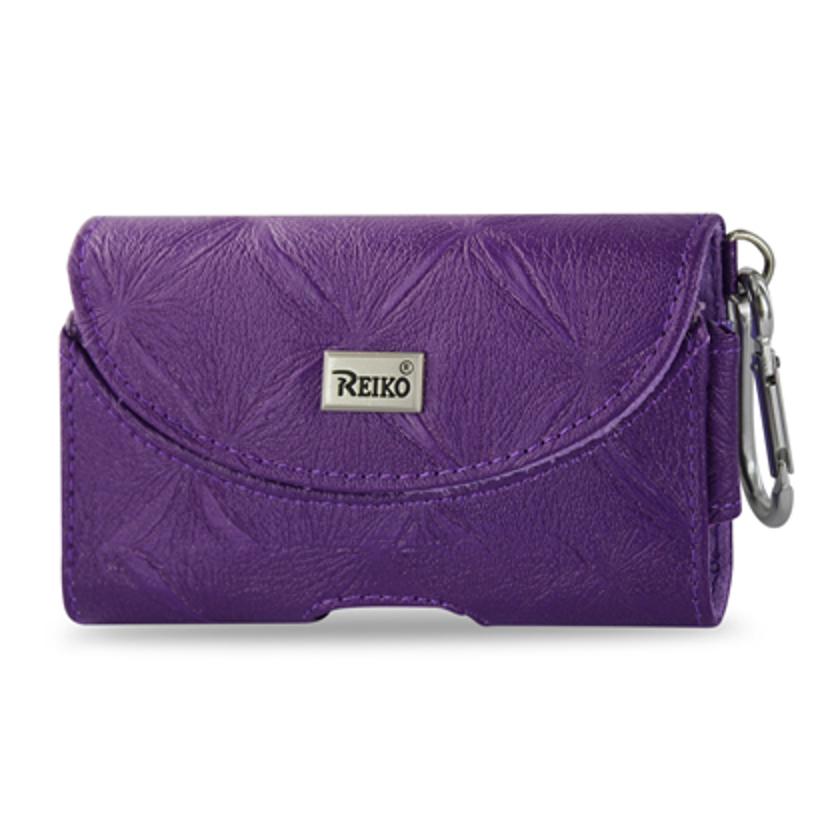 Pouch/ Phone Holster Leather Horizontal Hidden Magnetic Clasp Clip Chain Purple Color