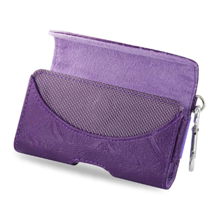 Pouch/ Phone Holster Leather Horizontal Hidden Magnetic Clasp Clip Chain Purple Color