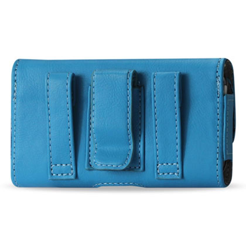 Pouch/ Phone Holster Leather Horizontal With Easy Take Out Blue Color