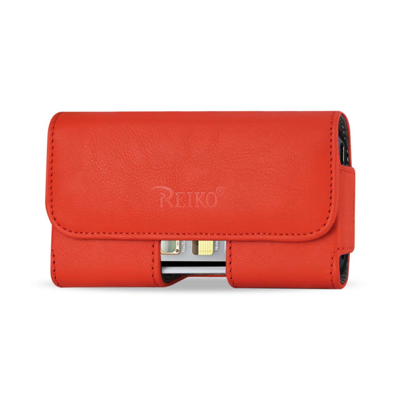 Pouch/ Phone Holster Leather Horizontal With Easy Take Out Orange Color