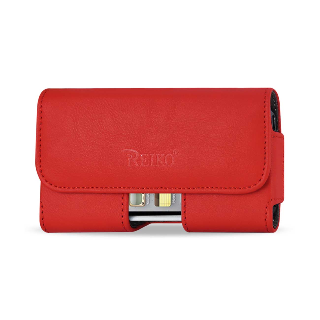 Pouch/ Phone Holster Leather Horizontal With Easy Take Out Red Color