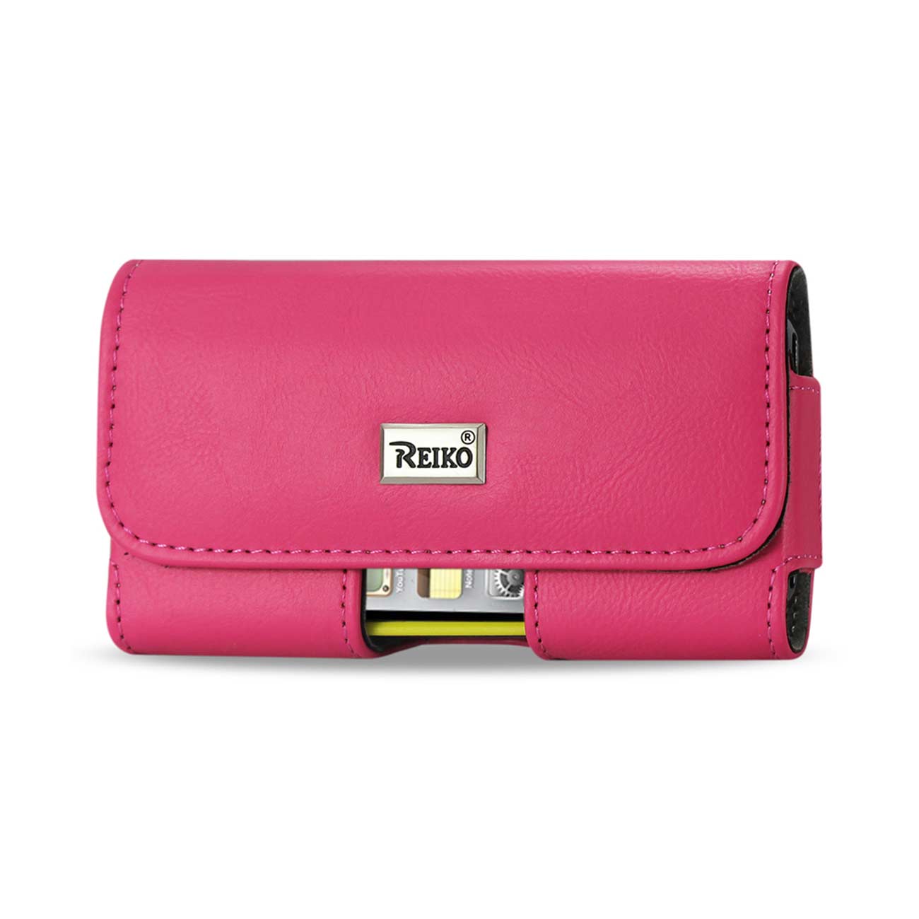 Pouch/ Phone Holster Leather Horizontal With Easy Take Out Hot Pink Color