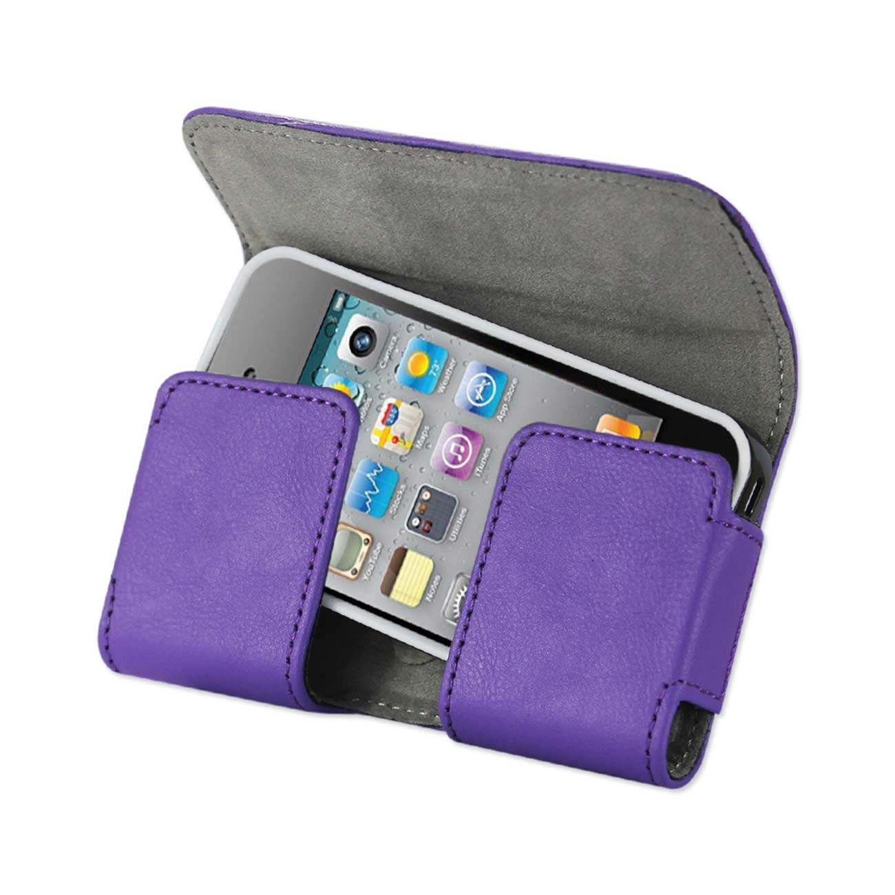 Pouch/ Phone Holster Leather Horizontal With Easy Take Out Purple Color