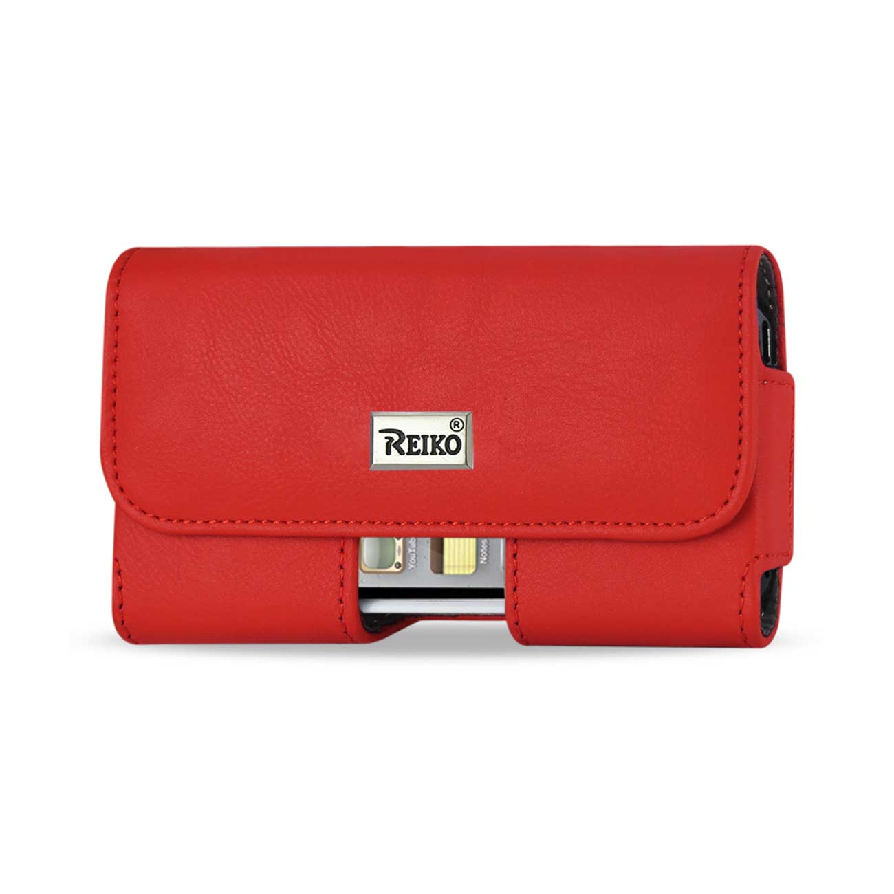 Pouch/Phone Holster Leather Horizontal With Easy Take Out Red Color