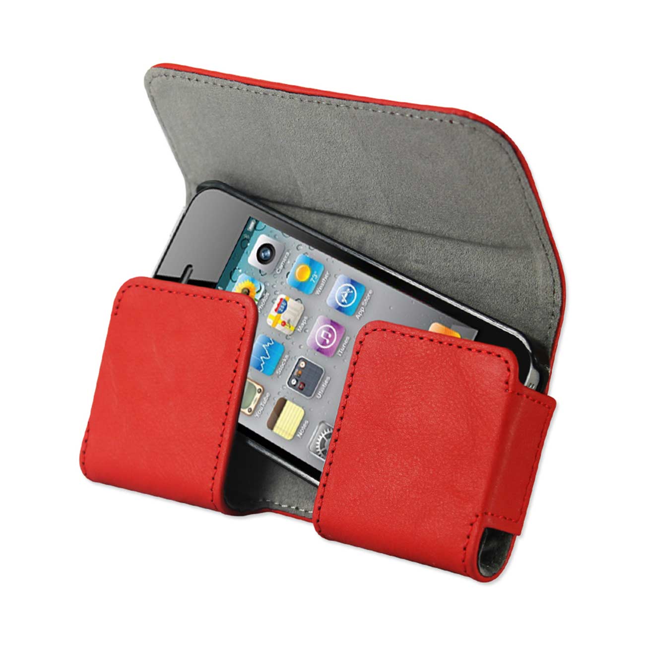 Pouch/Phone Holster Leather Horizontal With Easy Take Out Red Color