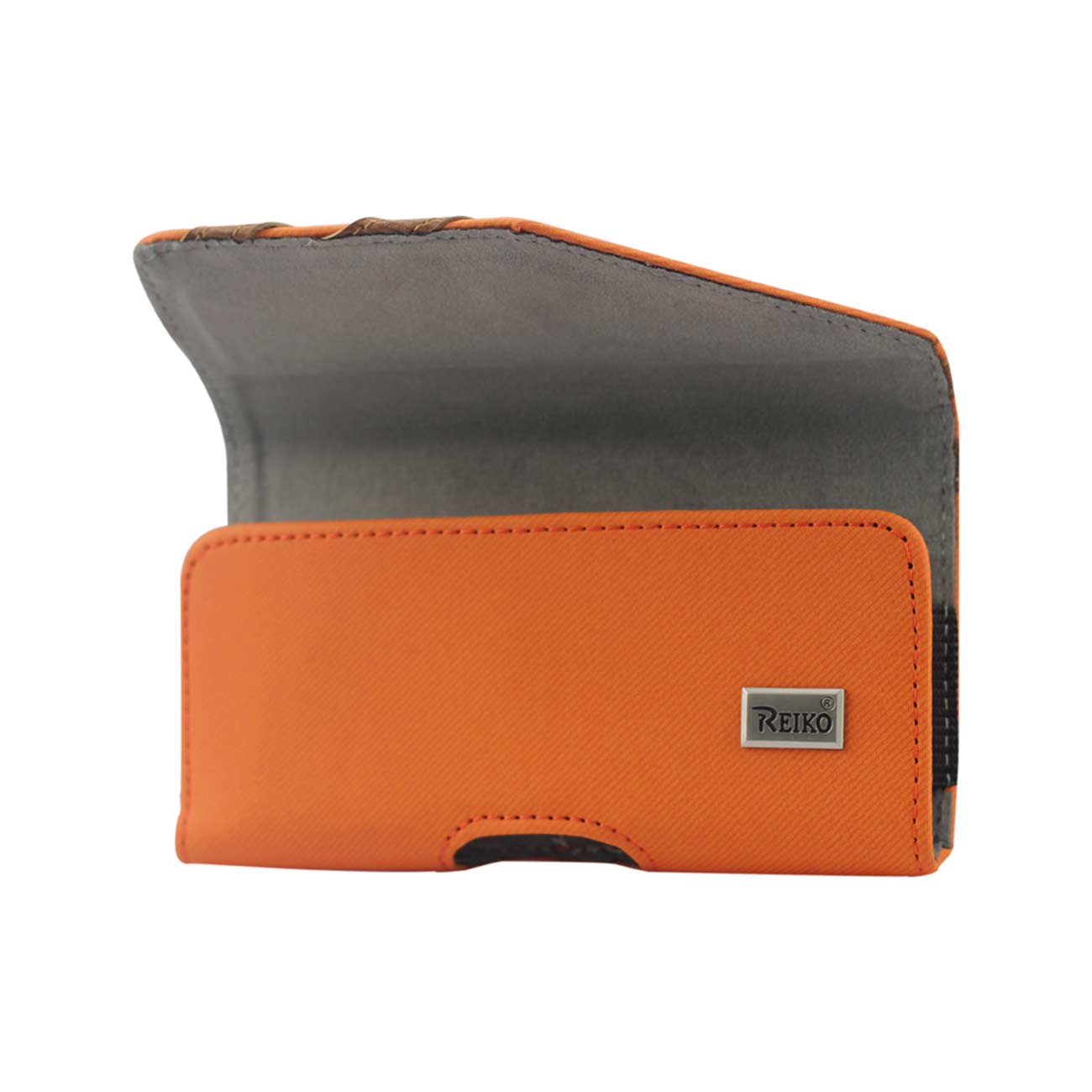 Pouch/ Phone Holster Leather Horizontal With Twill Pattern Orange Color