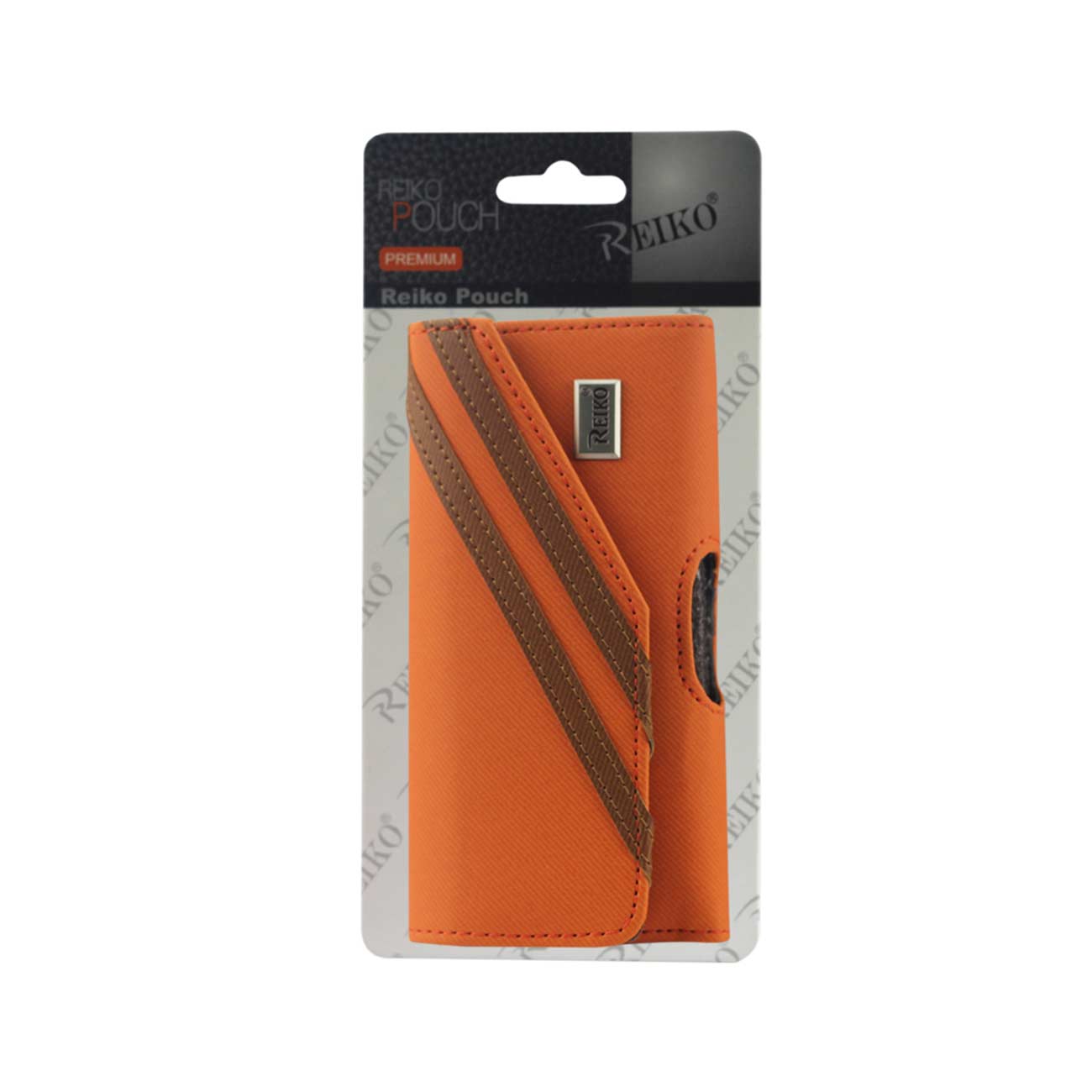 Pouch/ Phone Holster Leather Horizontal With Twill Pattern Orange Color