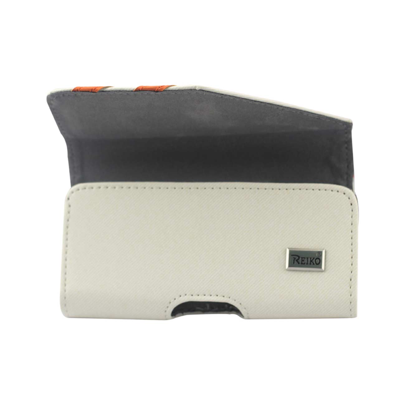 Pouch/ Phone Holster Leather Horizontal With Twill Pattern White Color