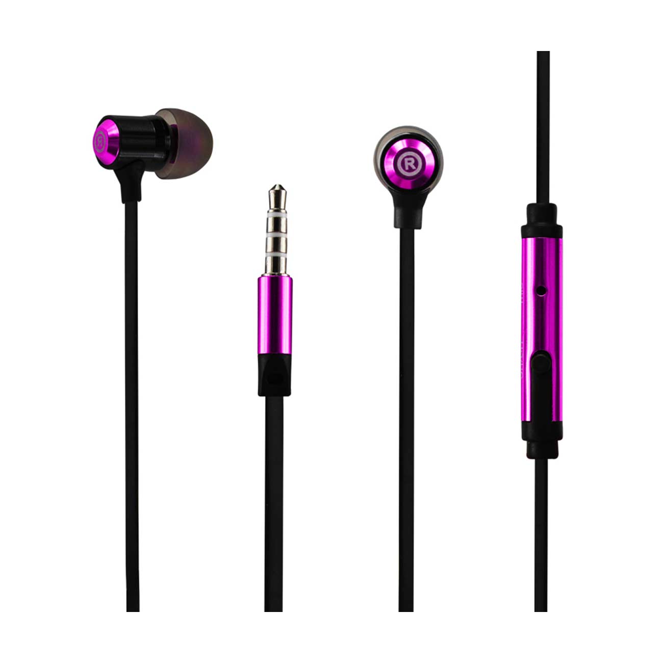 Headphones In Ear Bass With Mic Hot Pink Color