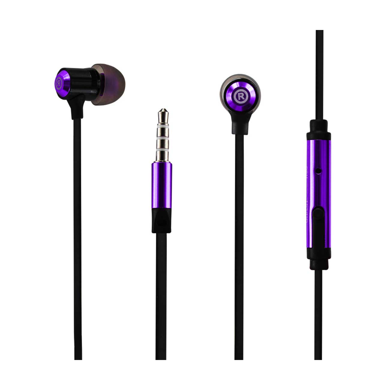 Headphones In Ear Bass With Mic Reiko Purple Color