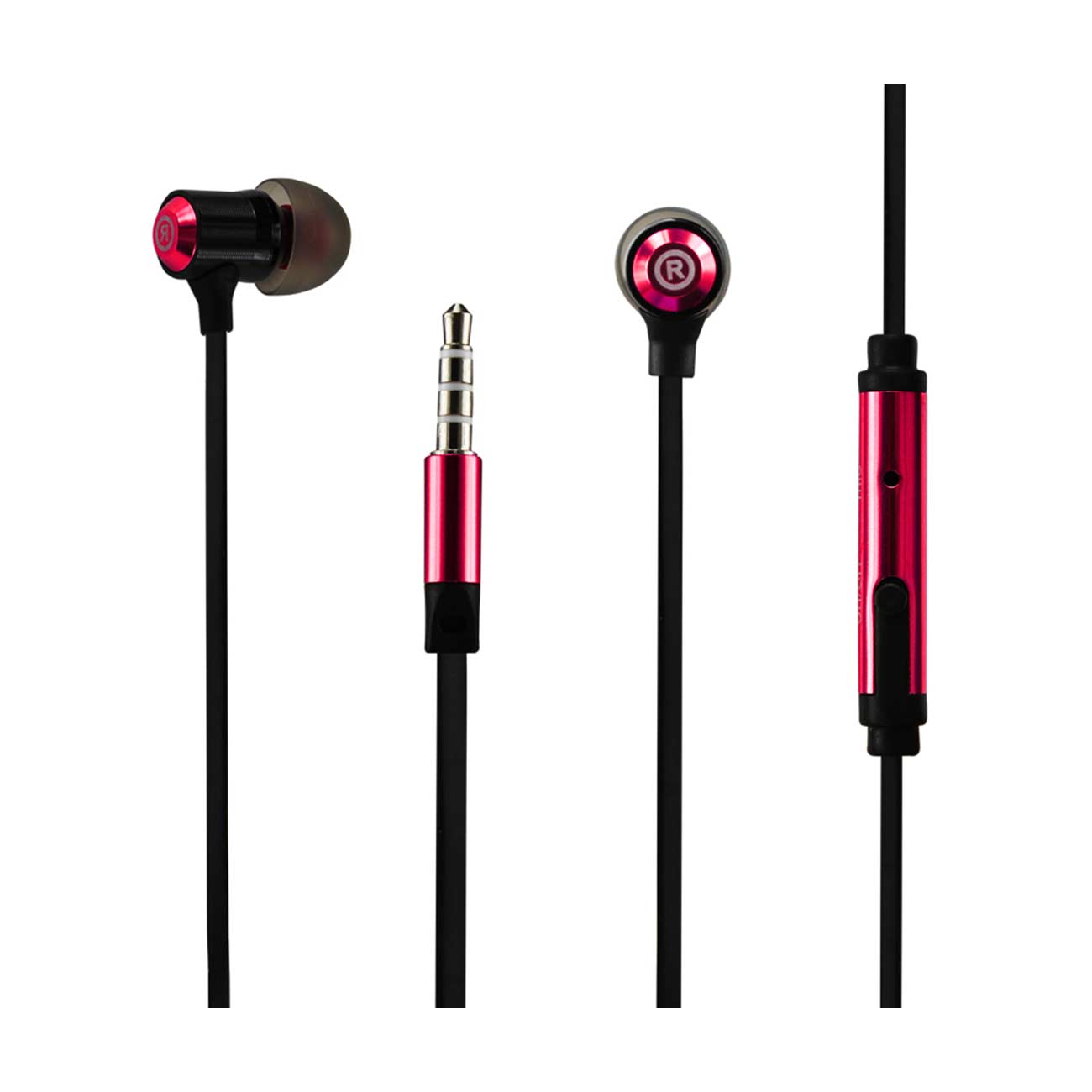 Headphones In Ear Bass With Mic Reiko Red Color