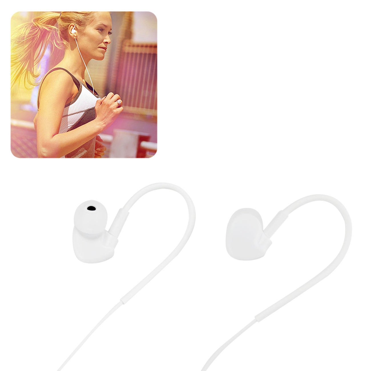 Earphones Noodle Cable Tangle Free Mic Universal Sport Stereo White Color
