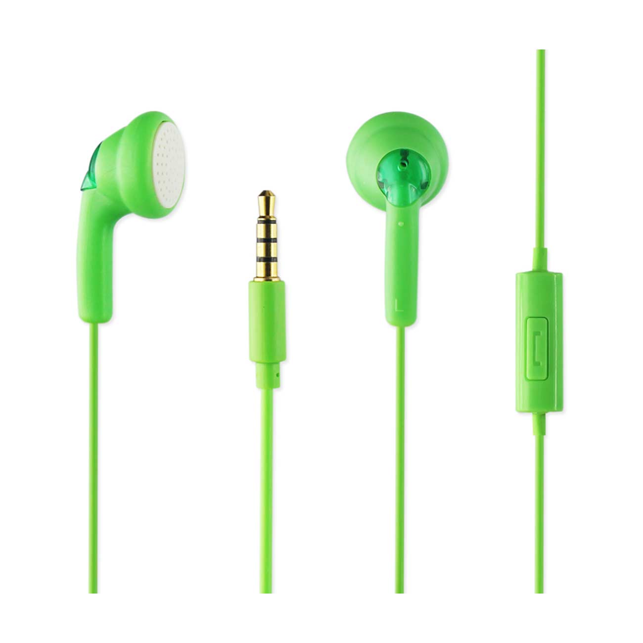 Headphones In Ear Earbuds With Mic Green Color