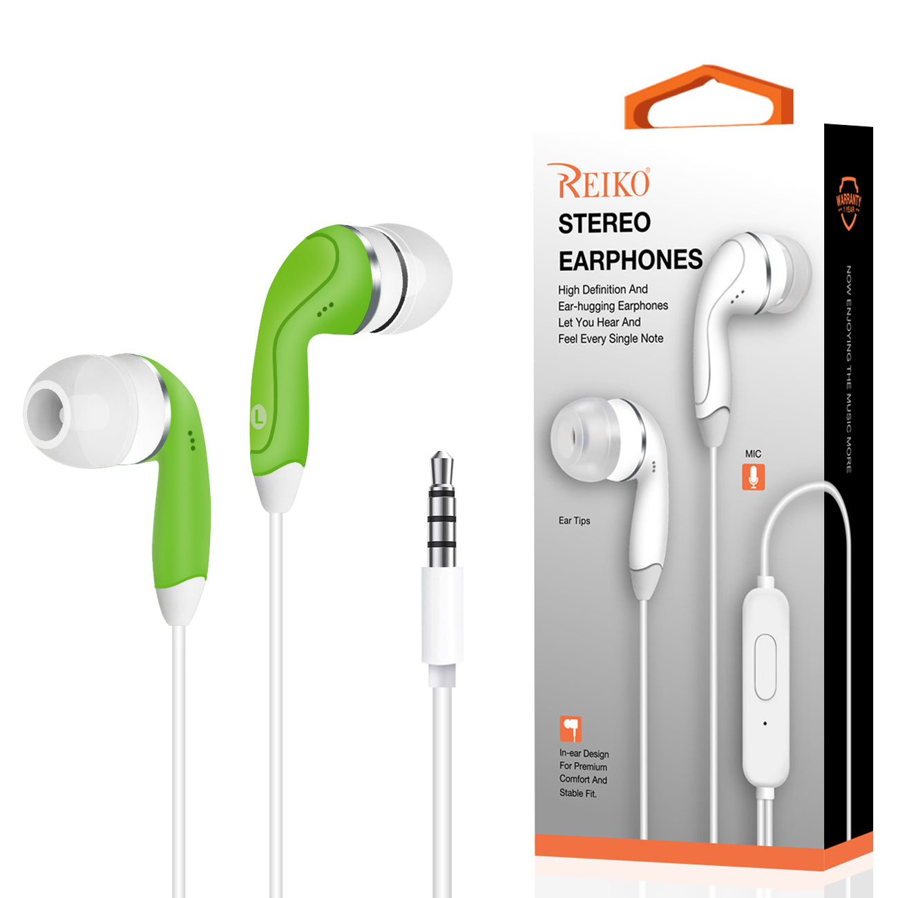 Headphones In-Ear With Mic Reiko Green Color