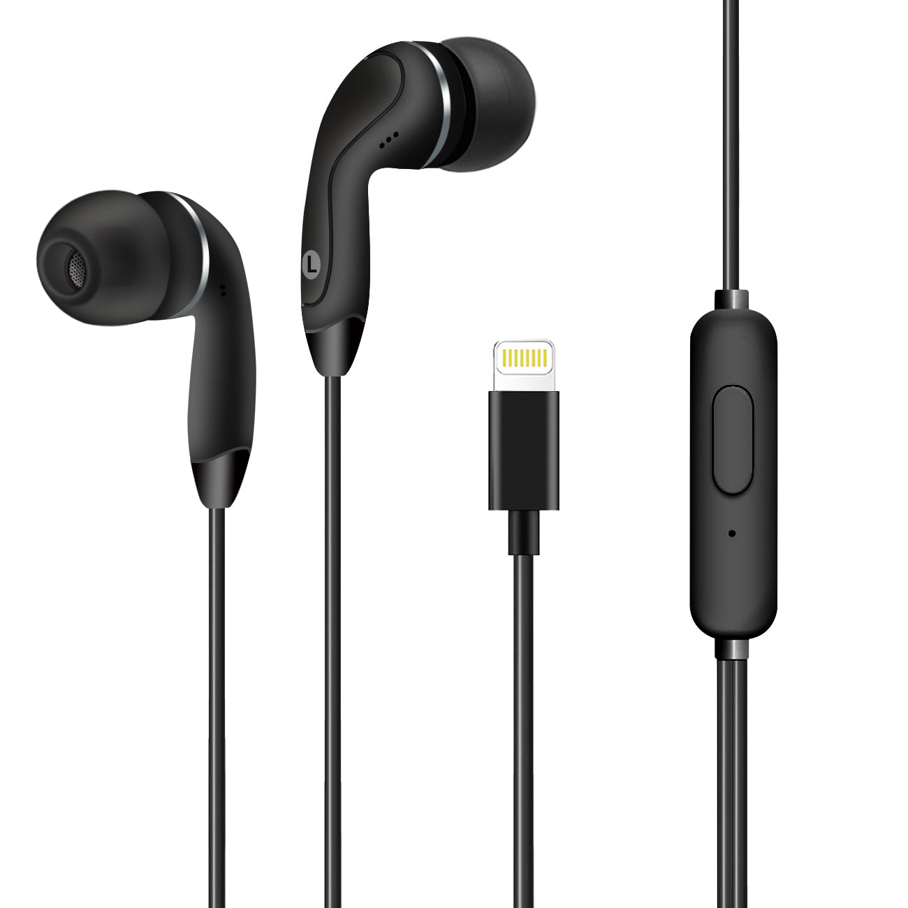 Headphones In Ear For IOS With Mic Reiko Black Color