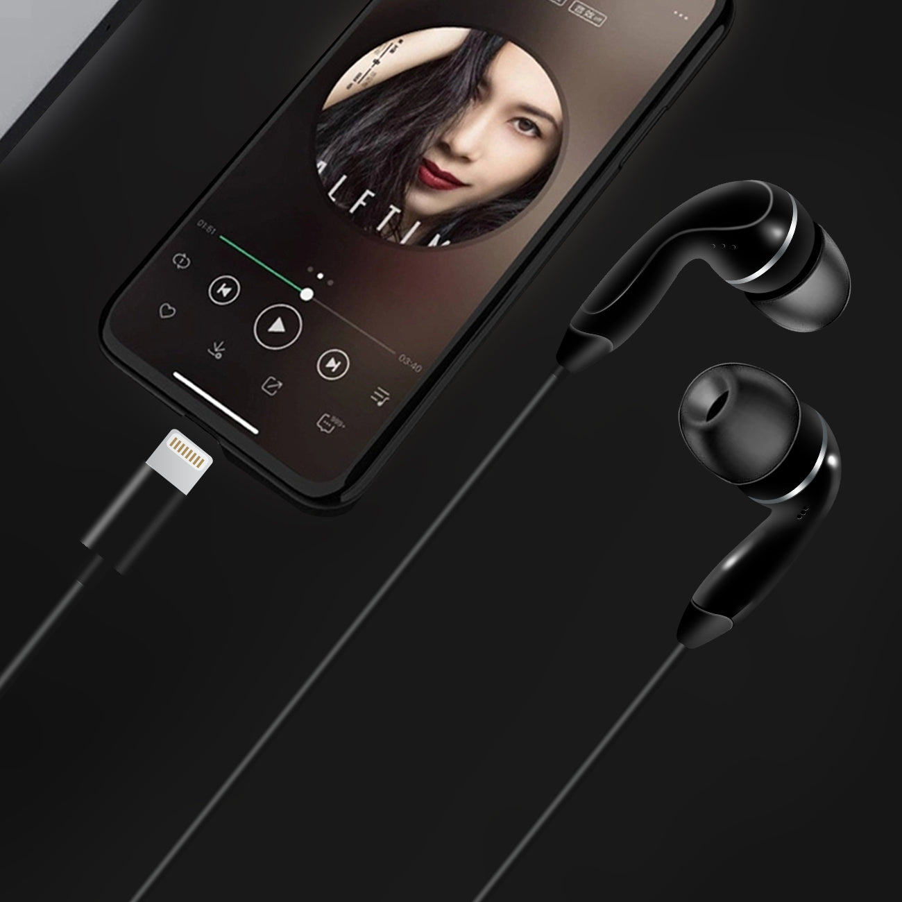 Headphones In Ear For IOS With Mic Reiko Black Color
