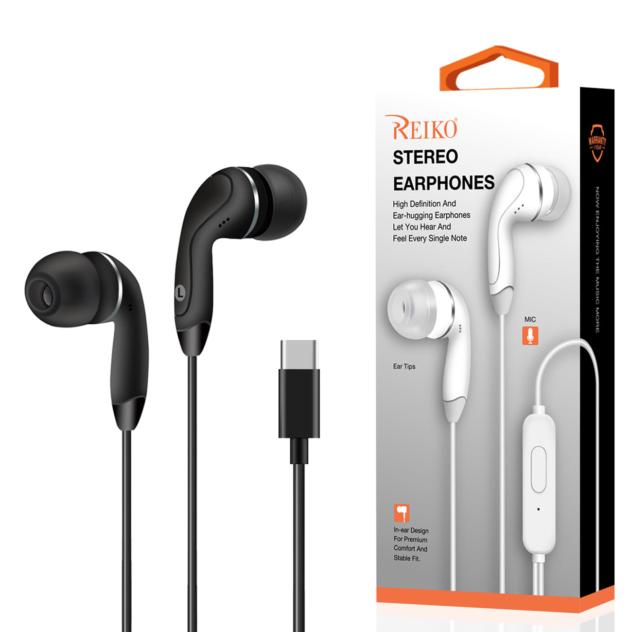 Headphones In Ear For Type C With Mic Reiko Black Color