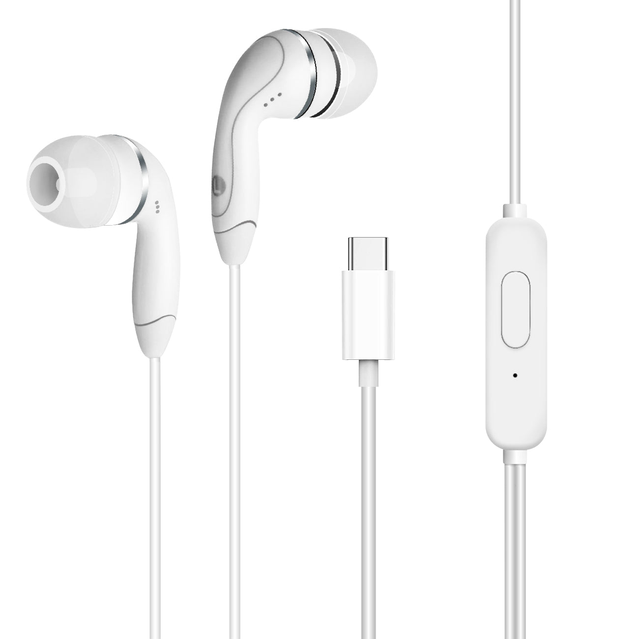 Headphones In Ear For Type C With Mic Reiko White Color