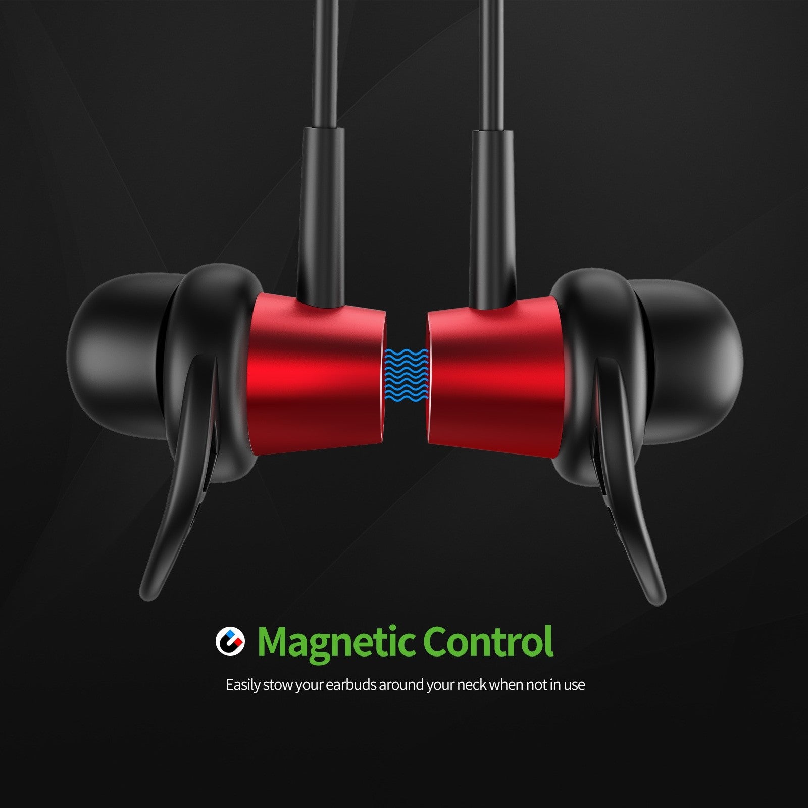 Headset Bluetooth Sport Metal Shell With Magnet Red Color