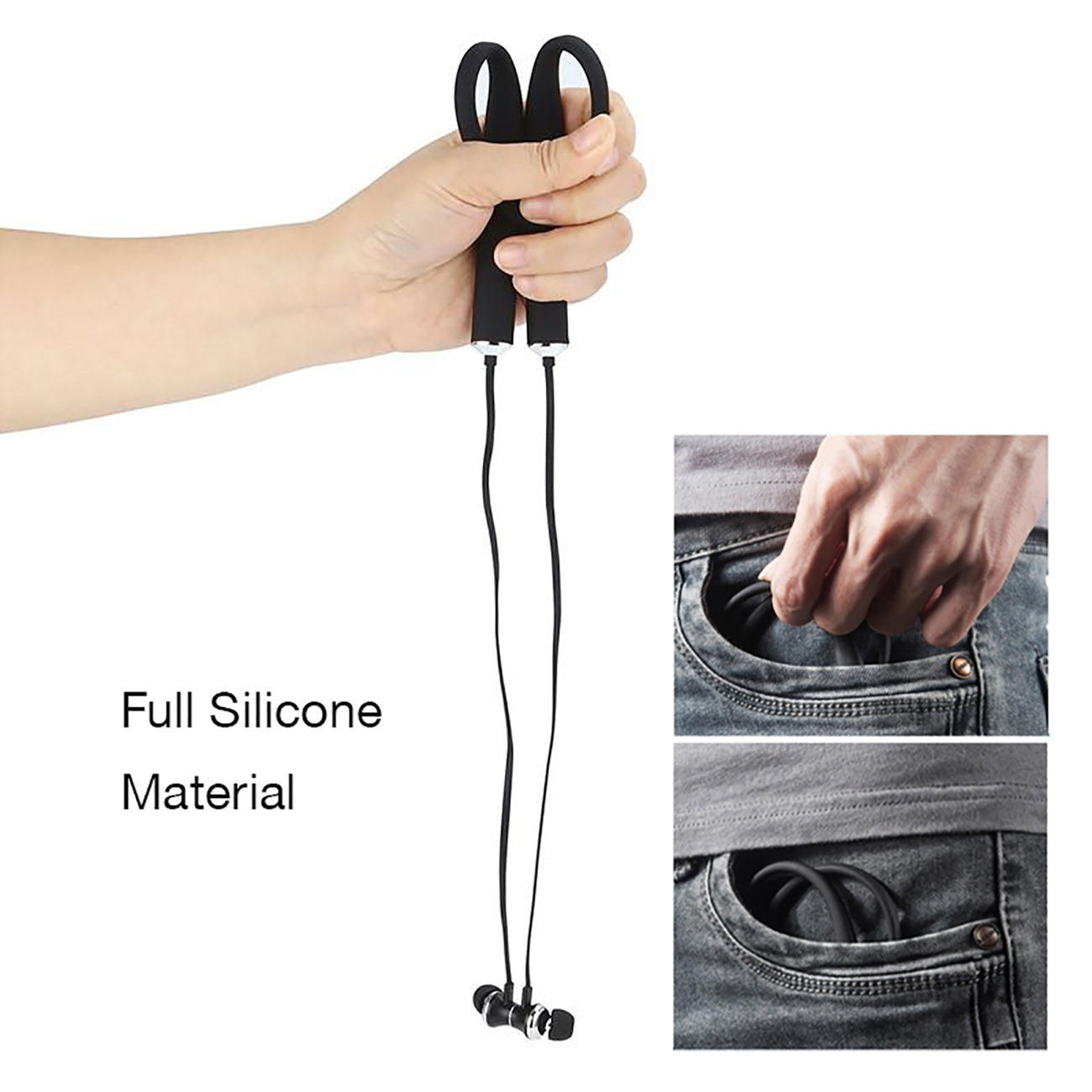 Earphones Bluetooth Universal Reiko Black Color