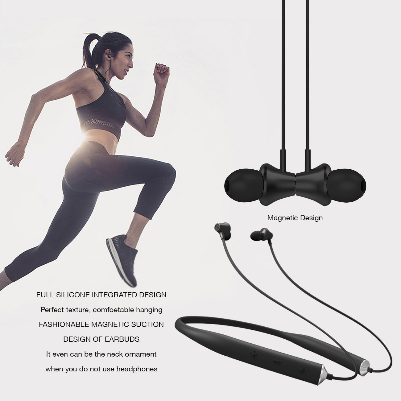 Earphones Bluetooth Universal Reiko Black Color